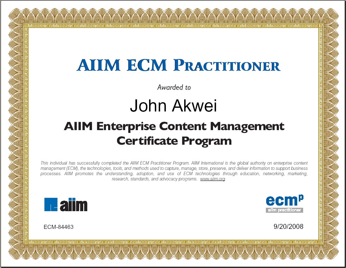 ECMp Certificate